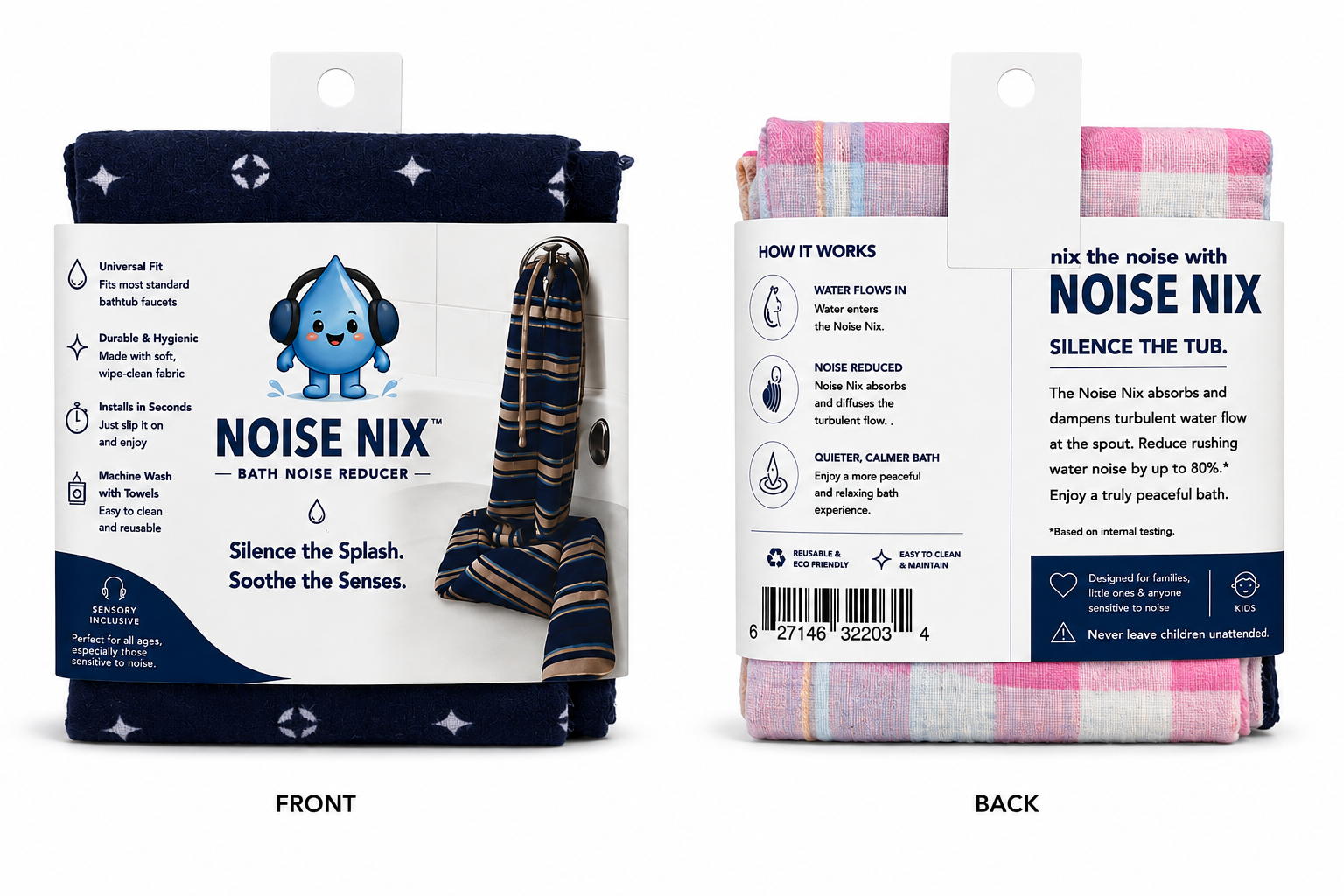 Front and back NoiseNix retail packaging